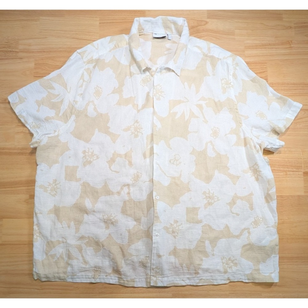 ASOS Design Mens 4XL Beige Floral  Cotton Camp Shirt Resort Vacation
